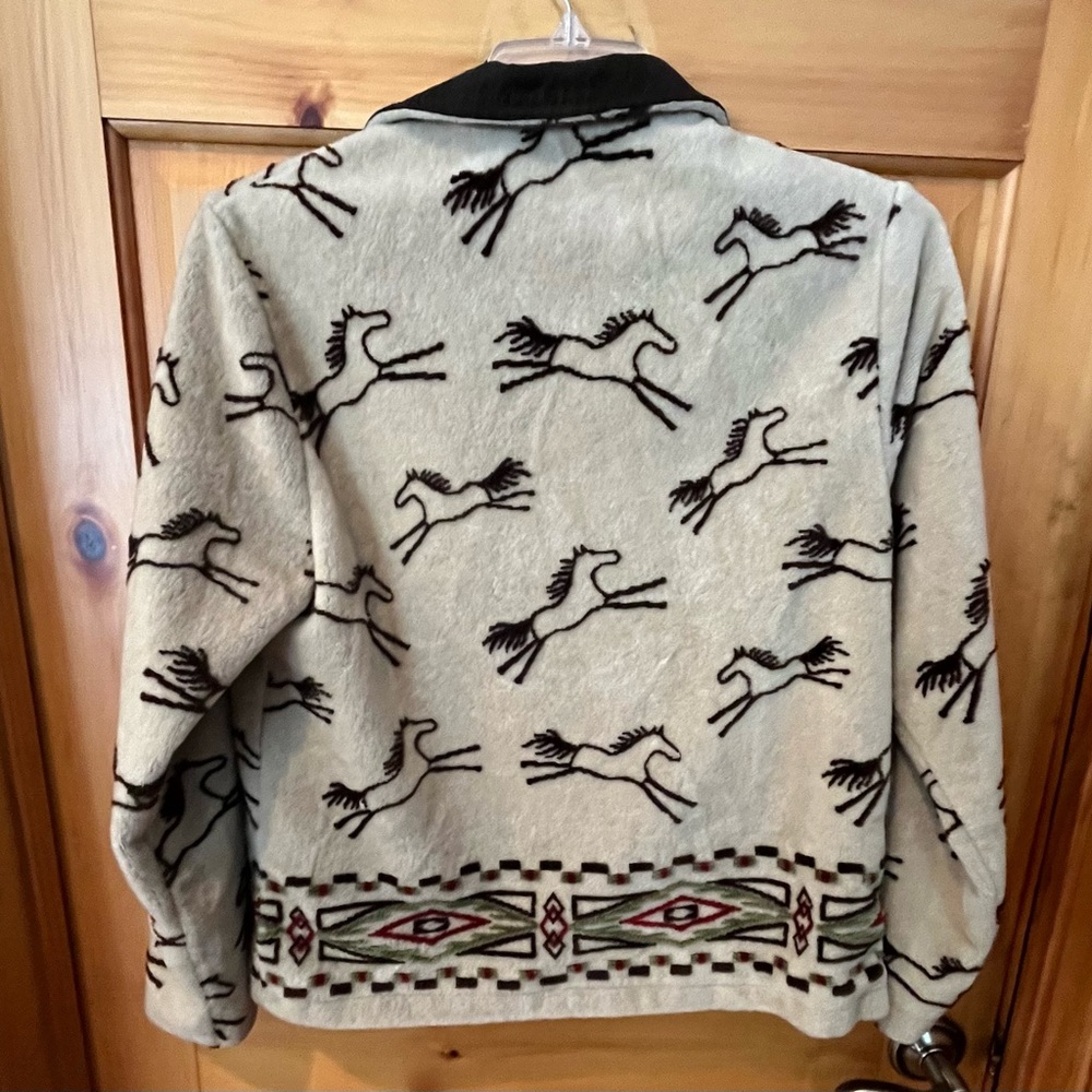 Tsunami primitive horse western pattern equestrian fleece zip jacket - Picture 7 of 7